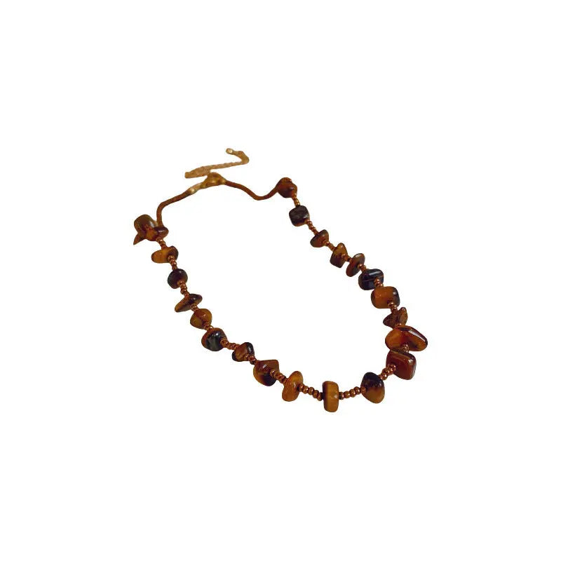 Retro Natural Tigereye Beaded Necklace For Women - Norellé
