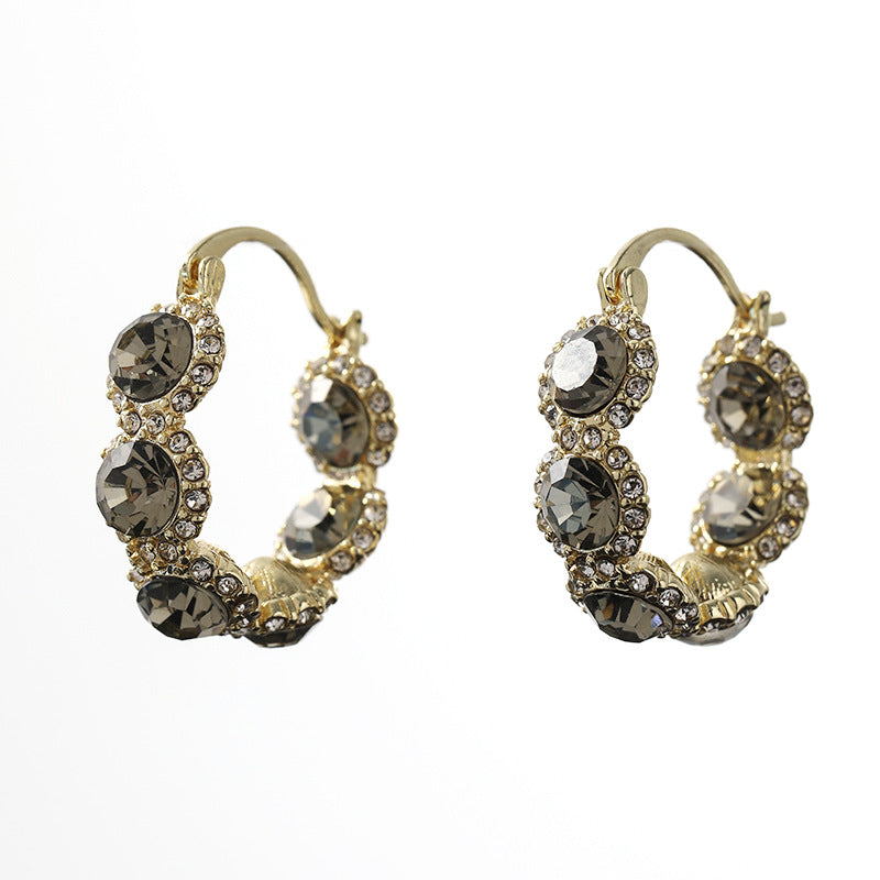 High-grade Gray Diamond Ring Ear Clip Earrings For Women - Norellé