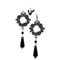 Gothic Rose Black Crystal Pendant Earrings Retro Fashion - Norellé