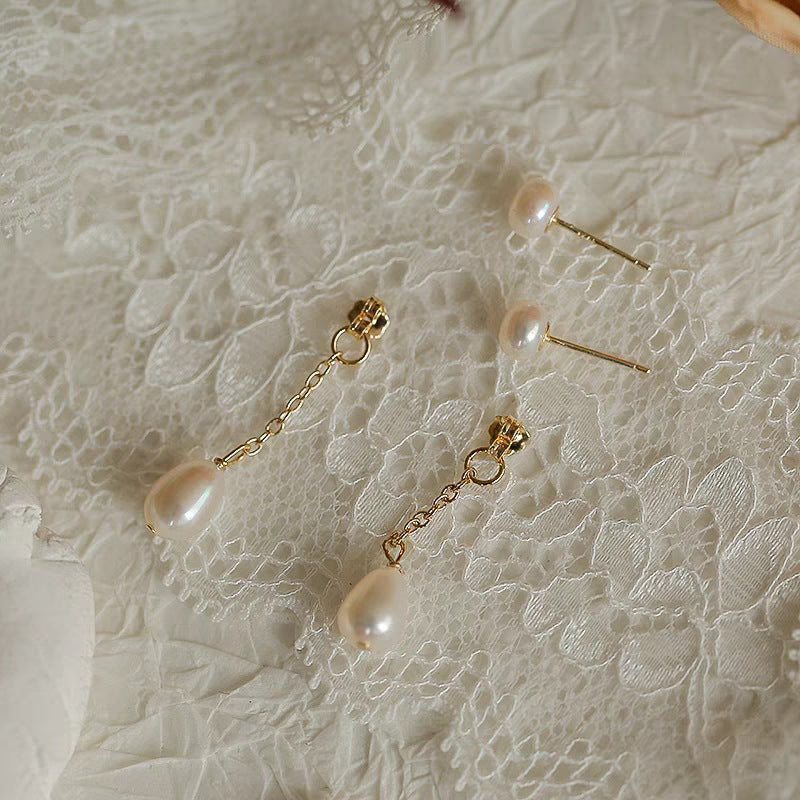 Gentle Temperament 925 Silver Needle Pearl Earrings - Norellé
