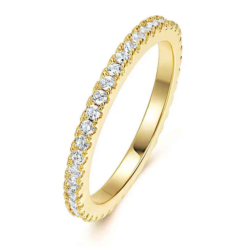 Fashion Special-interest Non-fading Single Row Full Rhinestone Zircon Ring For Women - Norellé