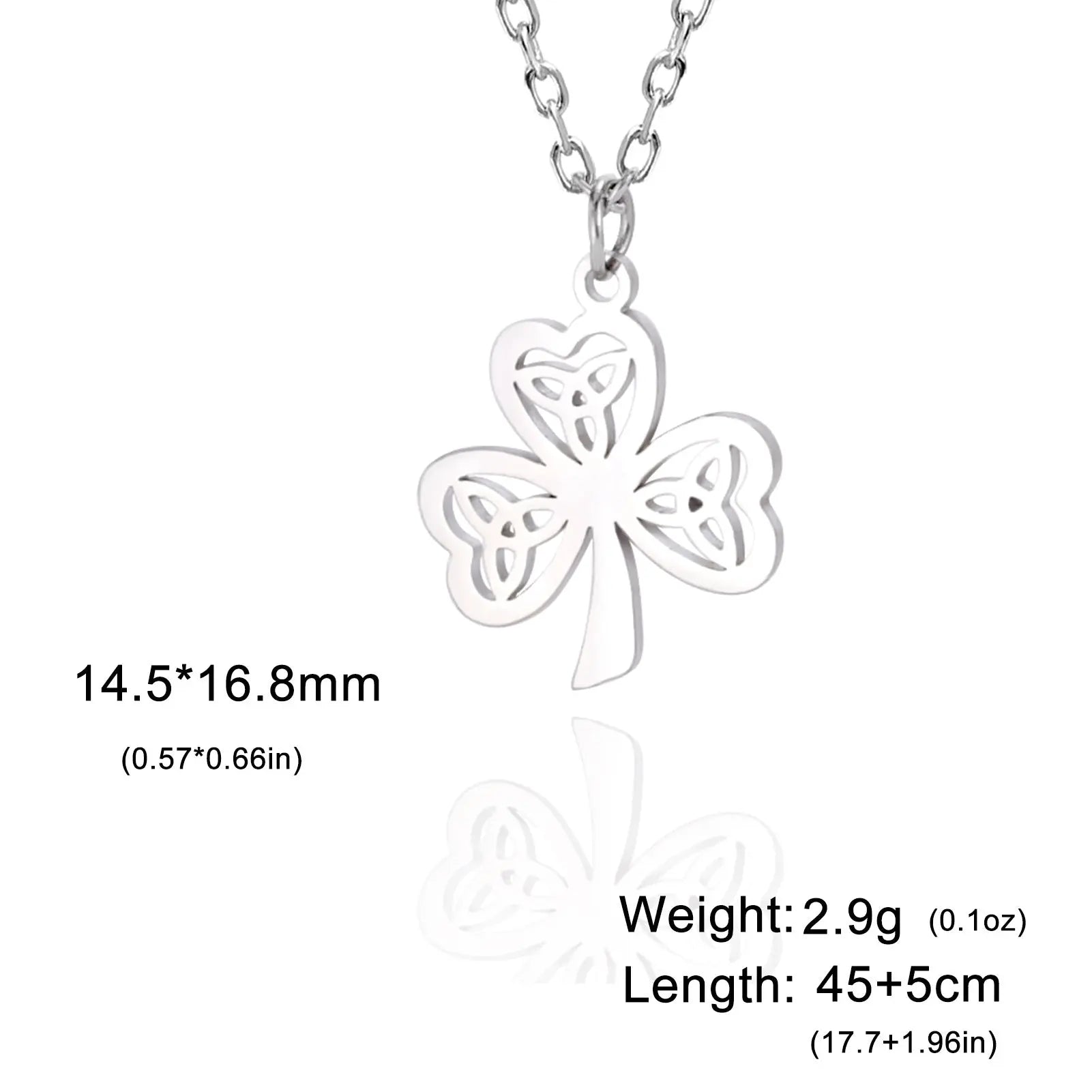 Hollow Personality Celtic Knot Clover Pendant Stainless Steel Necklace - Norellé