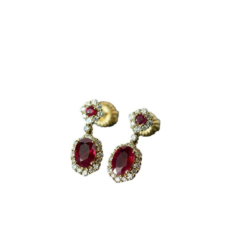 Ruby Vintage Silver Needle French Court Earrings - Norellé