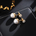 Gem Ball And Glass Pearl Pendant Stud Earrings - Norellé