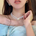 New Rhinestone Pearl Tassel Double-layer Necklace - Norellé