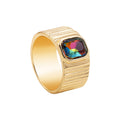 Colorful Crystals Oil Drop Peach Heart Crystal Ring - Norellé