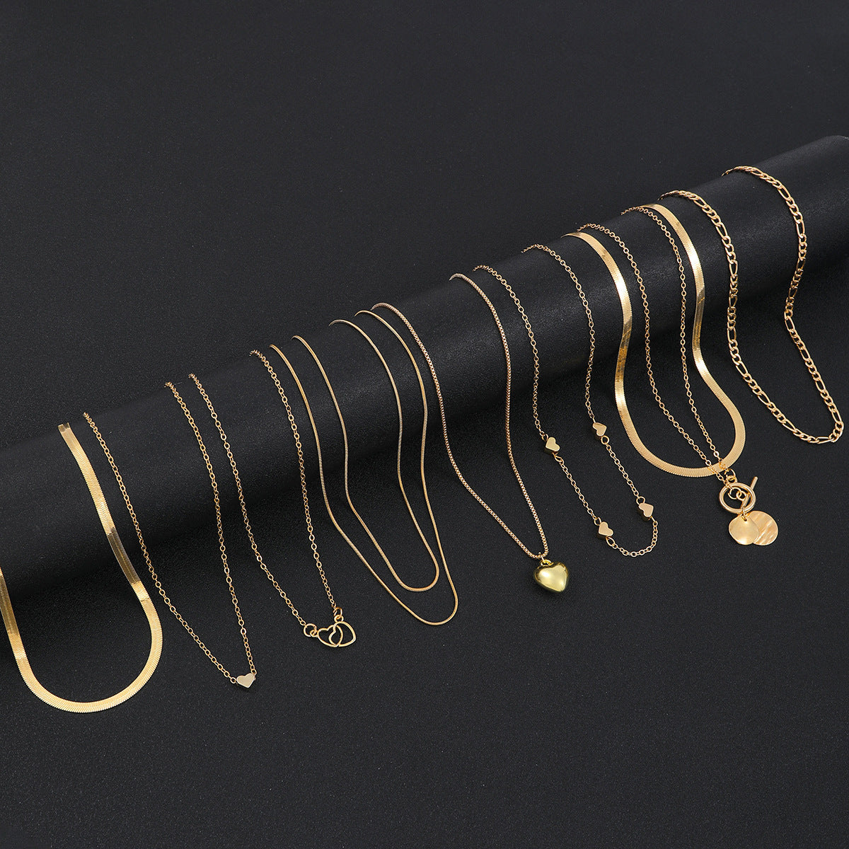 Heart Snake Bone Blade Necklace Suit 10 Pieces - Norellé