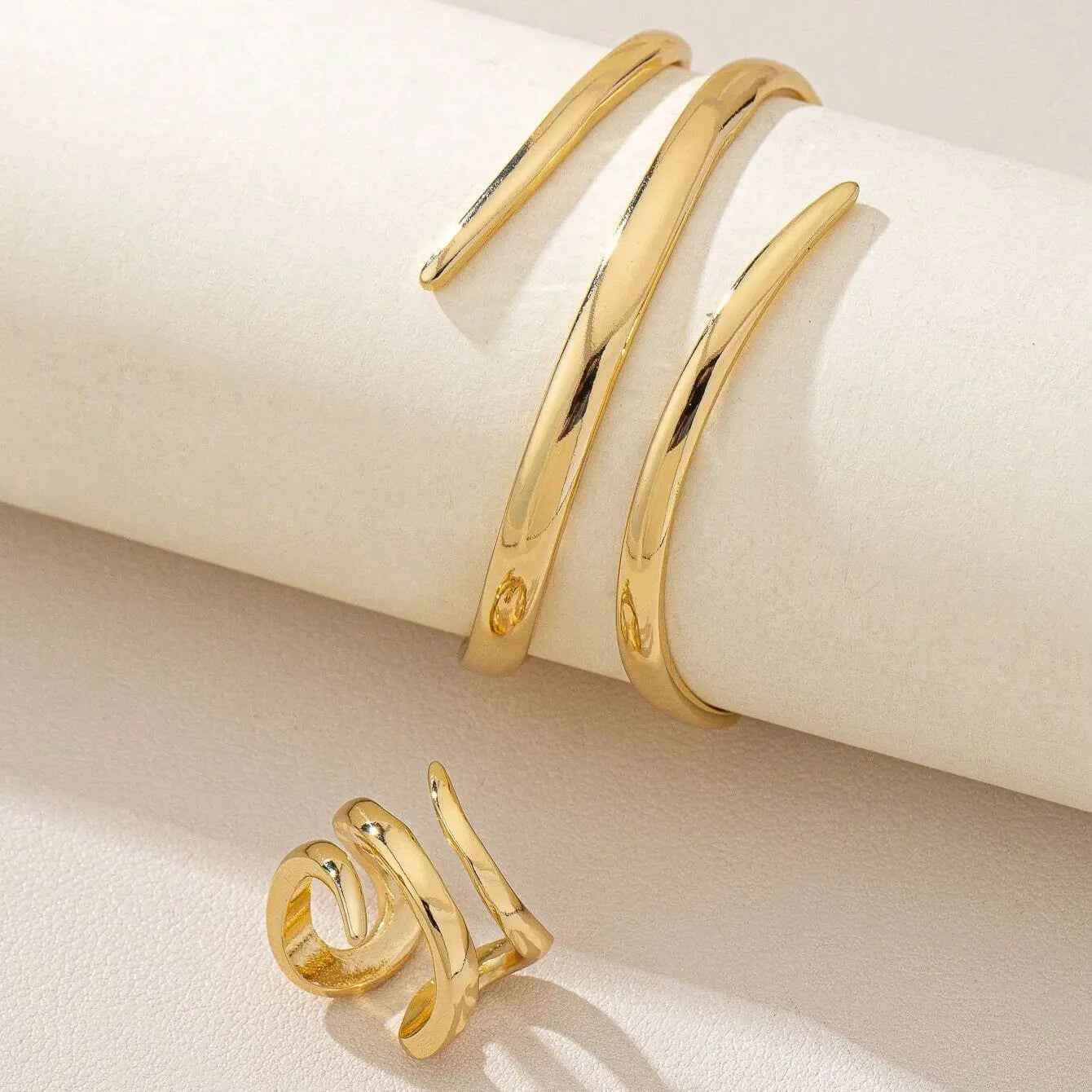 Hollow Water Drops Line Open Ring Fashion Simple - Norellé