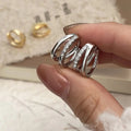 Women's Copper Inlaid Zircon Double Ring Ear Clip - Norellé