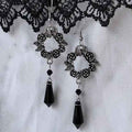 Gothic Rose Black Crystal Pendant Earrings Retro Fashion - Norellé