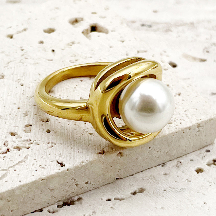 Geometric Lines Double-layer Cutting Surface Casting Ring - Norellé