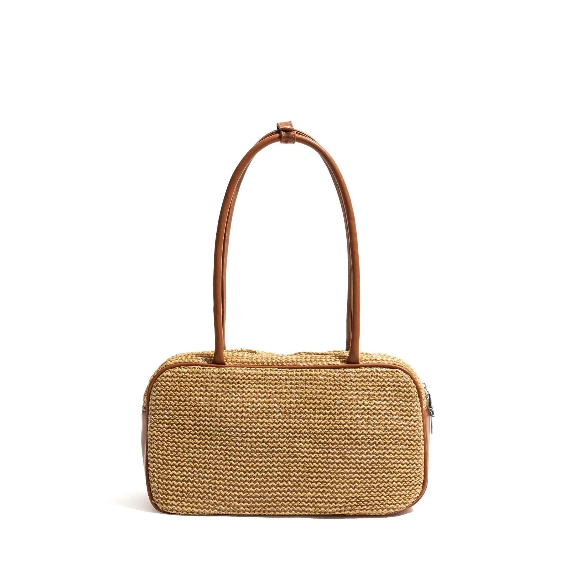 Versatile Straw Weave Boston Armpit Shoulder Purse