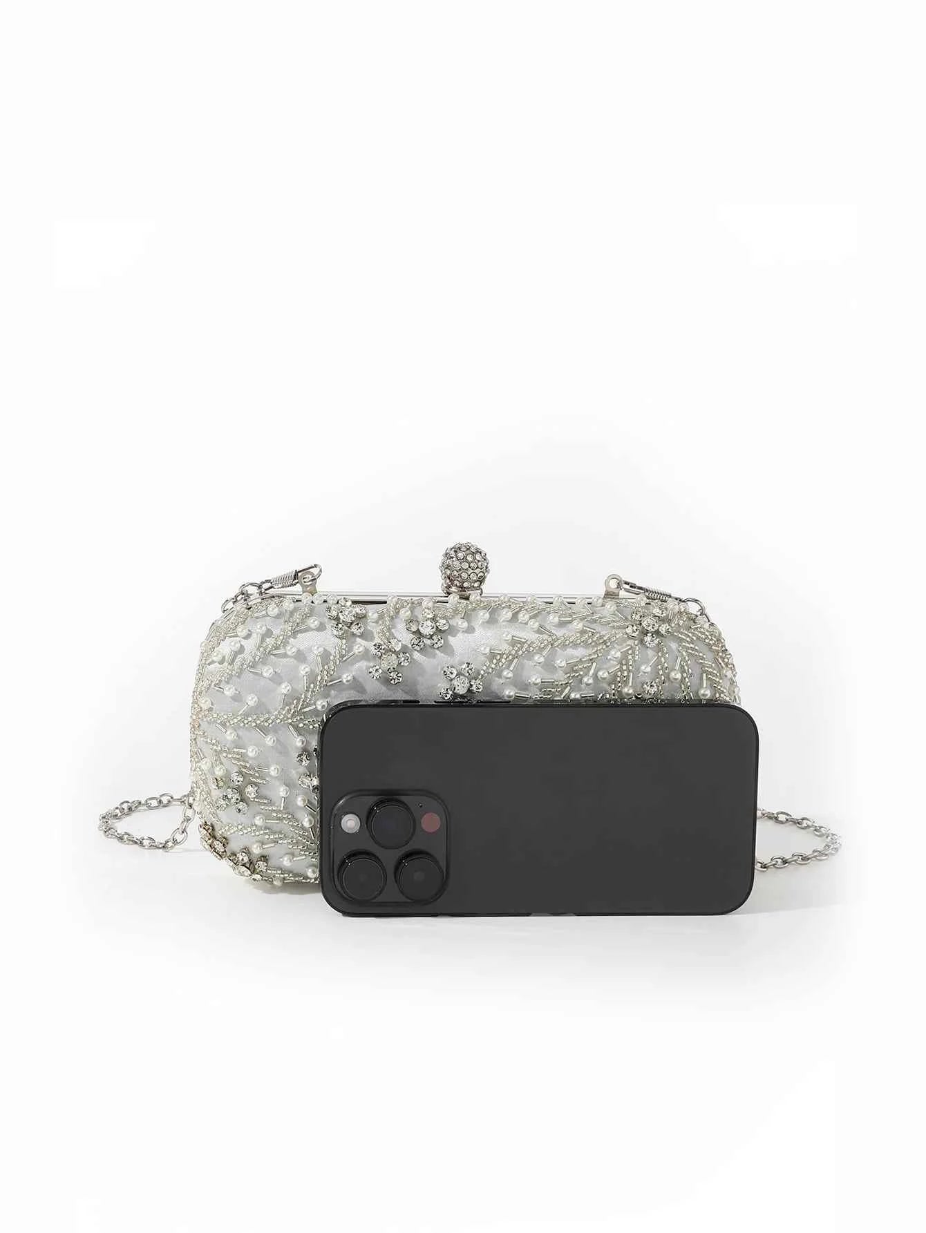 Diamond-studded Rhinestones Beaded Flower Pattern Bag