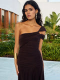 One Shoulder Split Maxi Dress Women Gown - Norellé