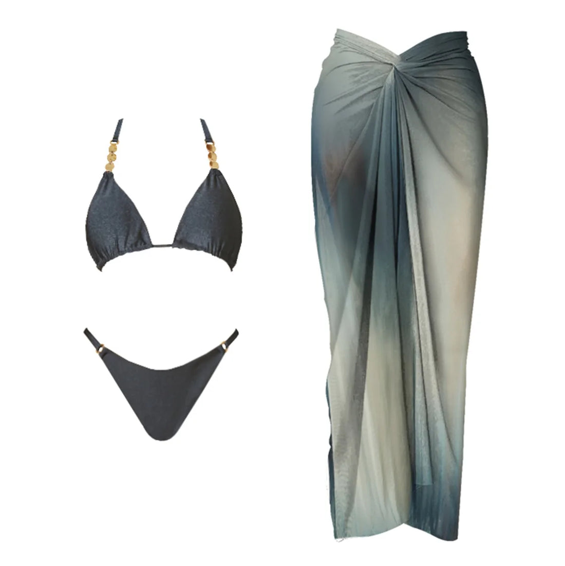Deep V Neck Swimsuit With Cover Up