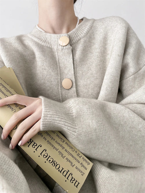 Women Cardigans Sweater O-neck Autumn Winter Knitted Loose - Norellé