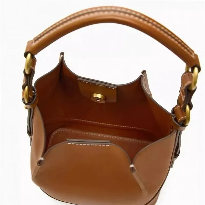 Women's Bag Brown Crossbody Bucket Bag