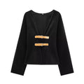 Woman Vintage White Leather Buckle Woolen Jacket Female - Norellé