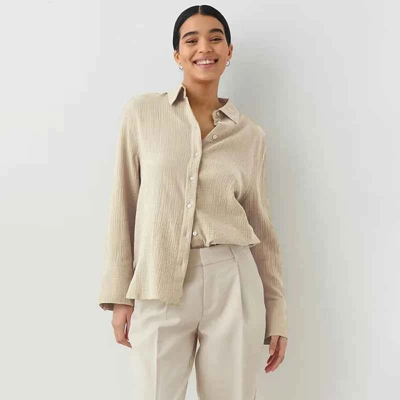 100% Cotton Solid White Shirt For Women