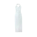 Women Button Up White Sleeveless Maxi Dress - Norellé