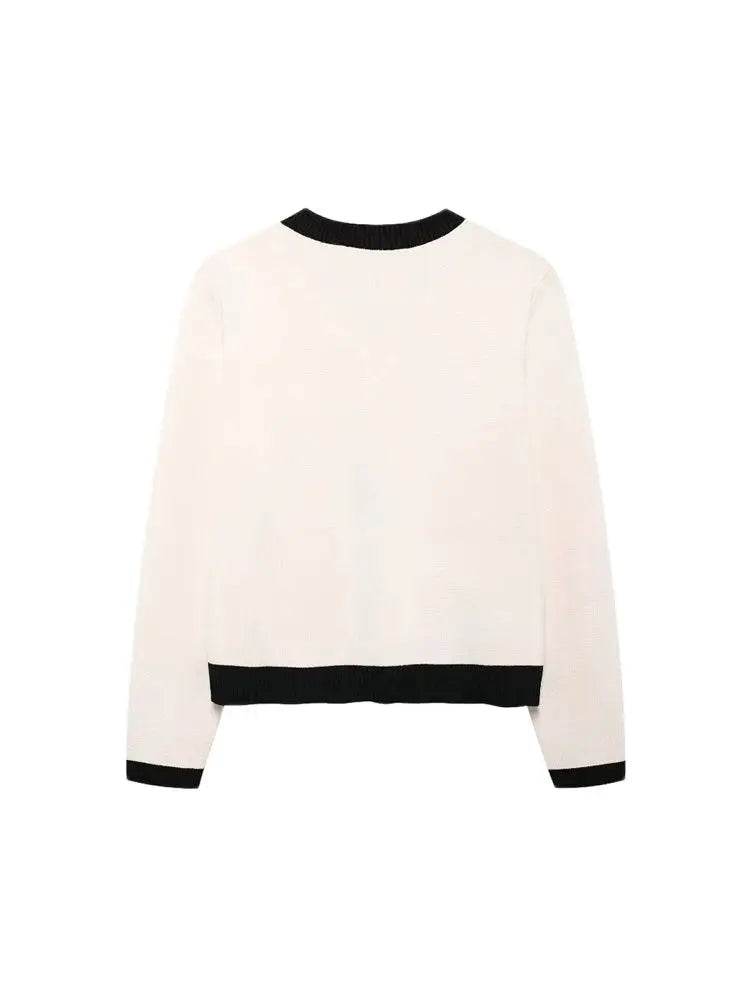 Women's Knitted Cardigan Sweater with Golden Buttons, O-Neck, - Norellé