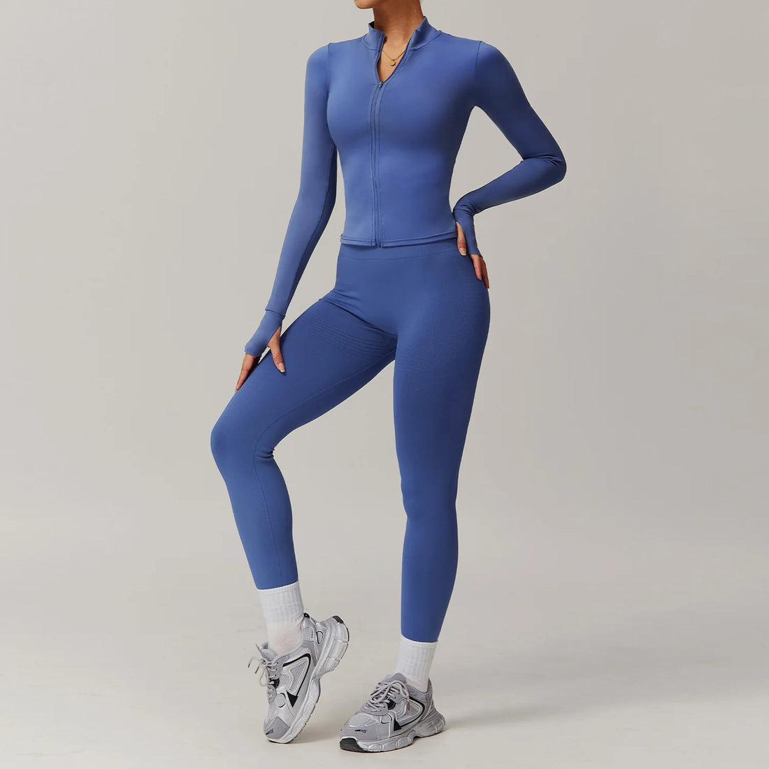 Women 2Pieces Long Sleeves Sports Shirt Suit Women Gym Set