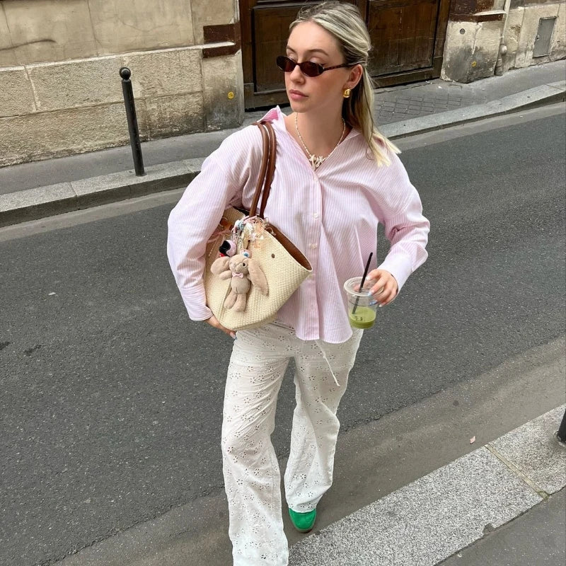 Women White Thick Oxford Shirt Long Sleeve