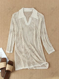 Solid Colour Beach Knit Mini Dress Women's Summer Hollow Out - Norellé