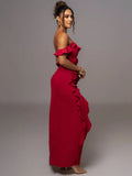 Maxi Dress Women Spaghetti Strap Flower Sleeveless Backless High Split Evening Dress - Norellé