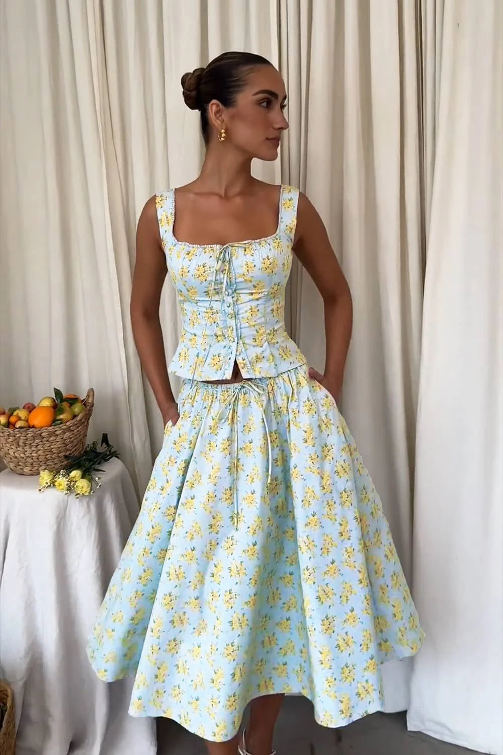 Summer Floral Print 2 Piece Dress Set - Norellé