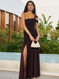 One Shoulder Split Maxi Dress Women Gown - Norellé