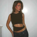 Hollow Out Tank Tops Sleeveless Round Neck Women'S Tank