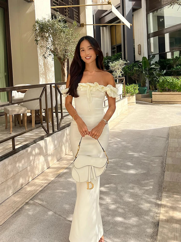 Off Shoulder Ruffles Women's Dresses - Norellé