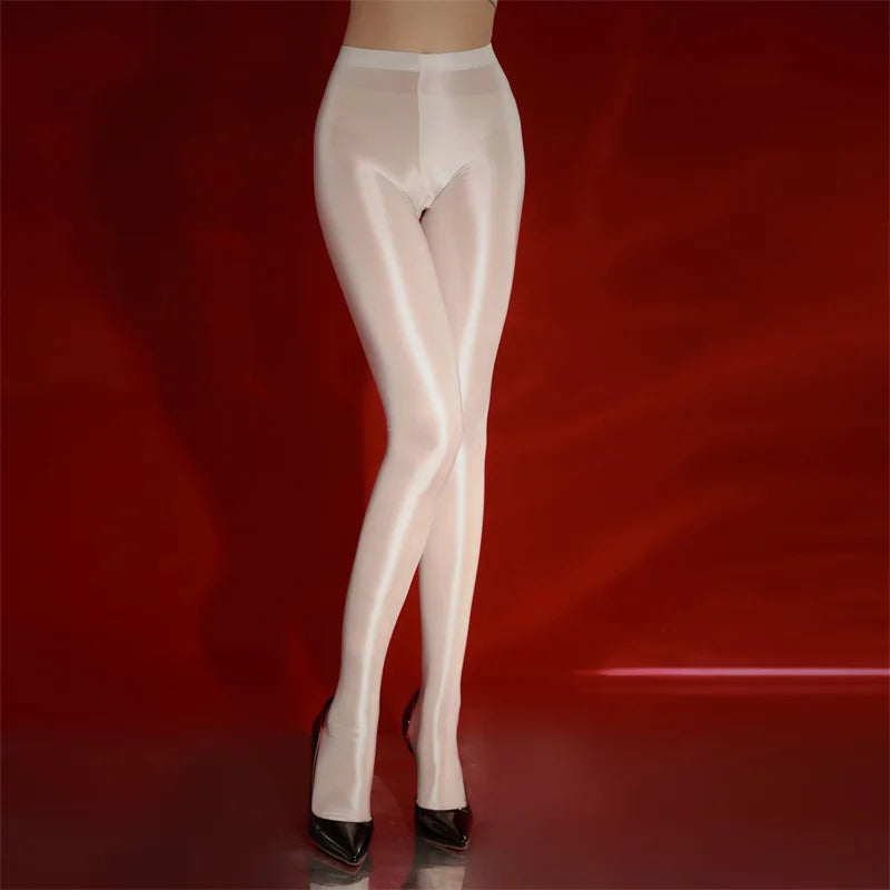 High Elastic Skinny Leggings Oil Shiny High Waist Satin Tights