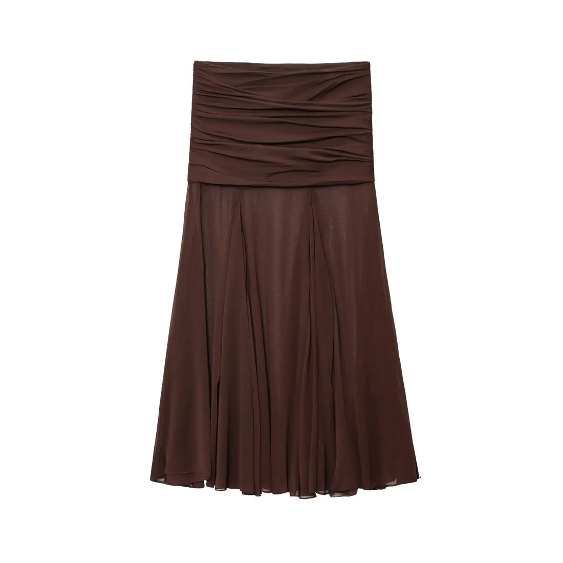 Women's Simple and Comfortable Translucent Pleated Design Mid-length Skirt
