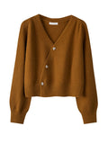 Skew Button Cardigan V-neck Sweater Women Knitted Long - Norellé