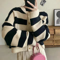 Striped Knitted Cardigans Women Button Up Loose Cardigan - Norellé