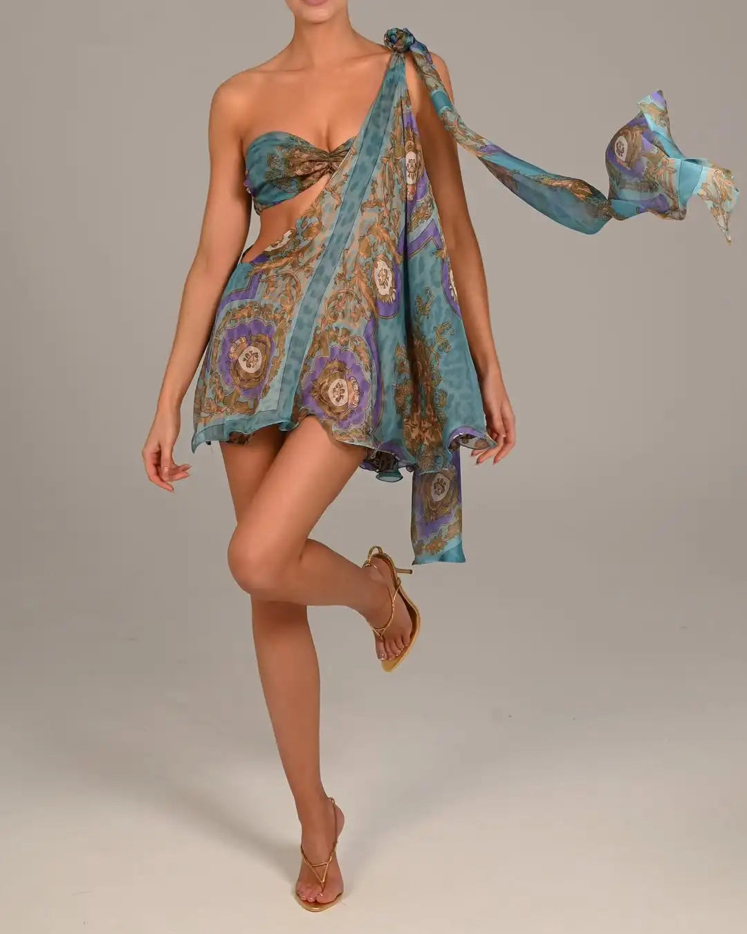 3 Pieces Retro Print Bikini  Women Swimsuits - Norellé