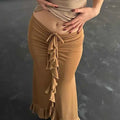 Women Solid Ruffles Skinny Skirt