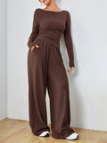 Women's Two-Piece Wide-Leg Pants Set Soft And Waxy Style Suit - Norellé