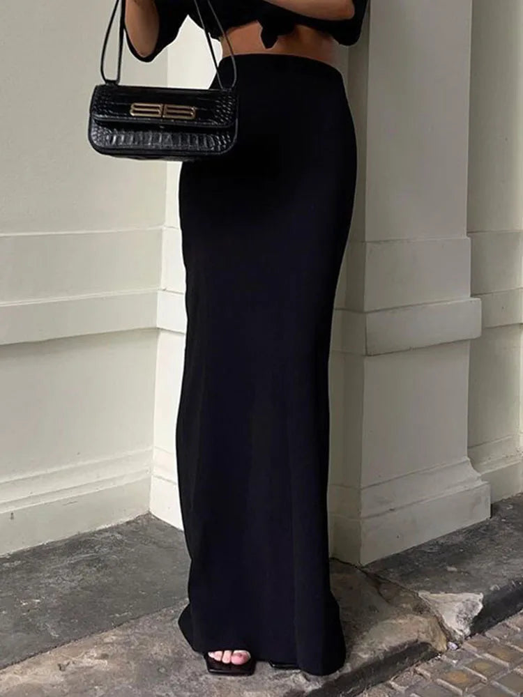 Women Black Long Skirts High Waist