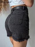 Blue Women's Denim Shorts Summer High Waist Casual Chic - Norellé