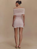 Mesh Strapless Off-shoulder Ruffled Mini Dress For Women - Norellé
