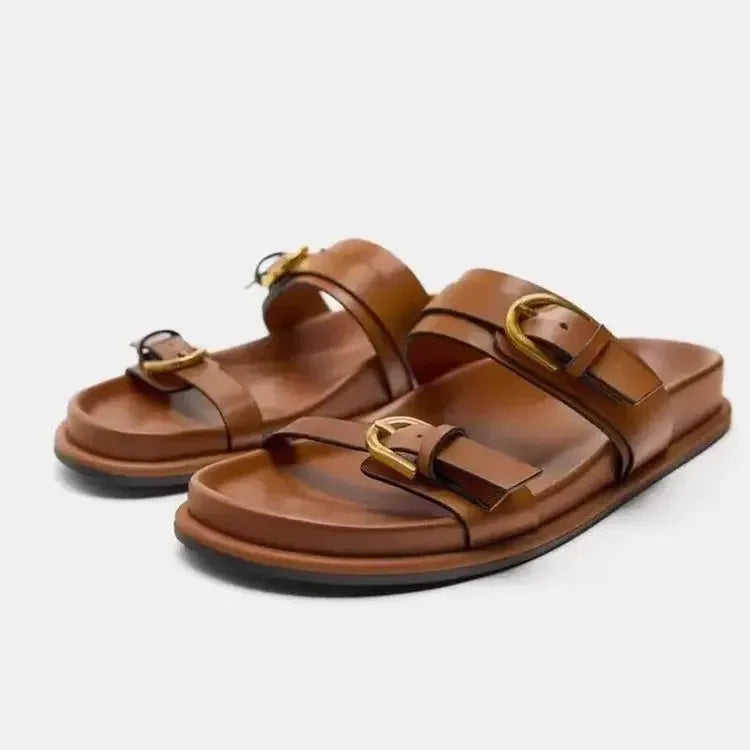 Woman Flat Slingback Shoes Female Summer Straps Round Toe Shoes