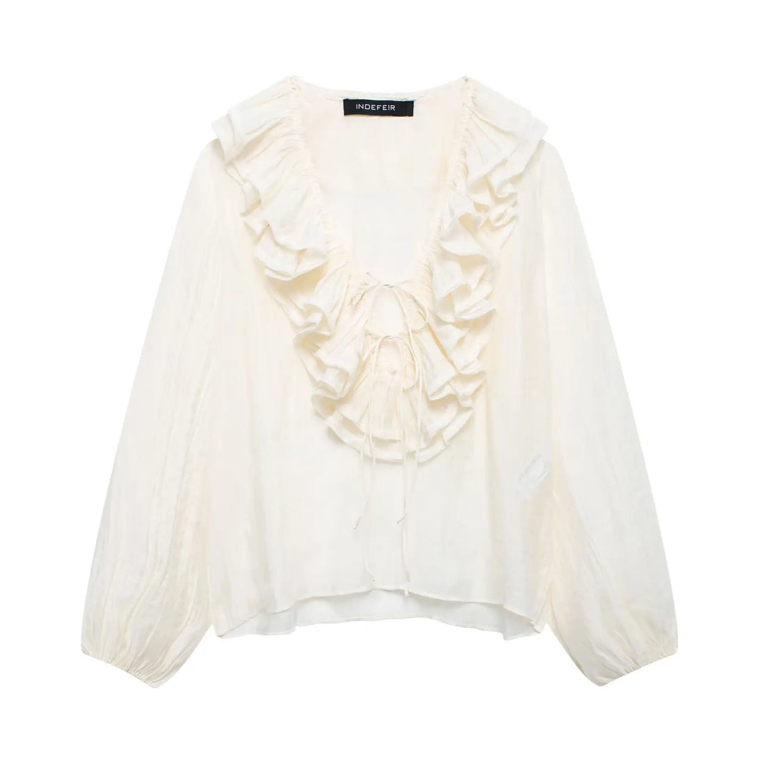 Elegant Women's Tierred Ruffles Blouses V-Neck Long Sleeve Loose Shirt