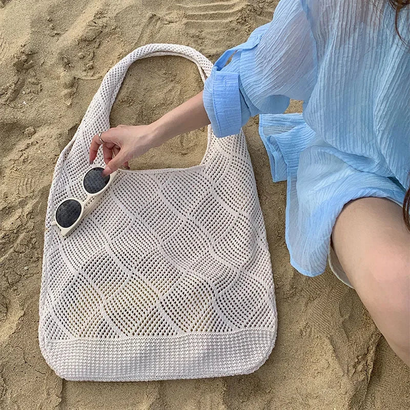 Women's Crossbody Bag Single Shoulder Bag Woven Hollow out Shopping Bag