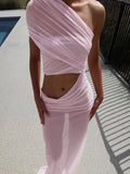 Mesh Hollow Out Backless Maxi Dress For Women - Norellé