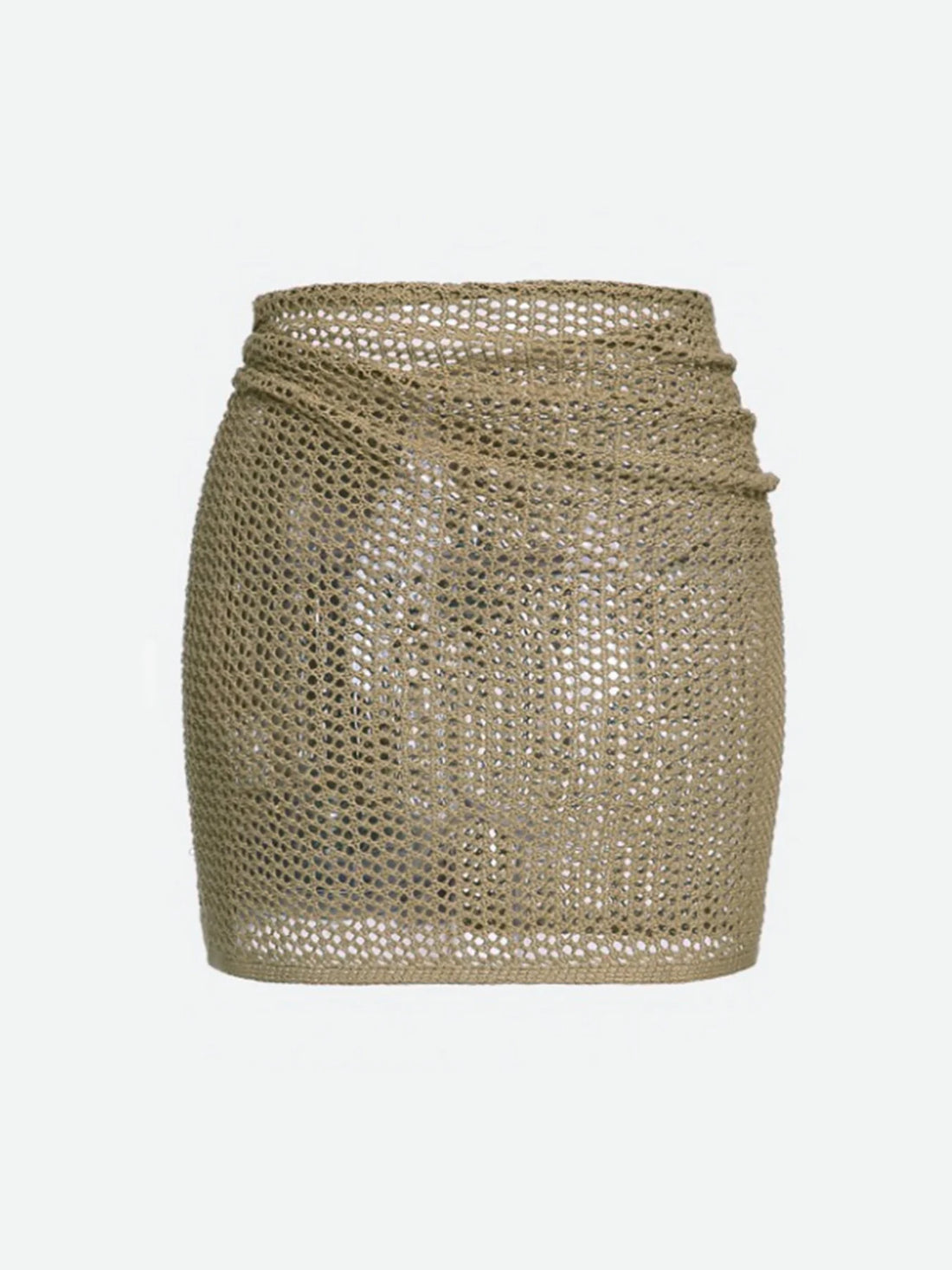 Women's Knitted Short Skirt with Hollow Straps and Slit Beach Cover Up