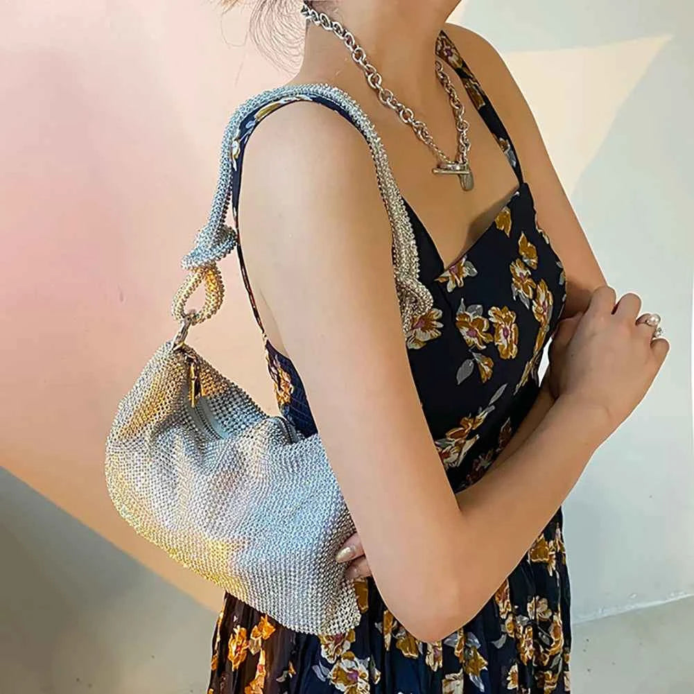 Women Shiny Rhinestone Dinner Bag