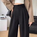 Elegant Wide Leg Pants Women Korean Style High Waist Black Baggy Pants - Norellé